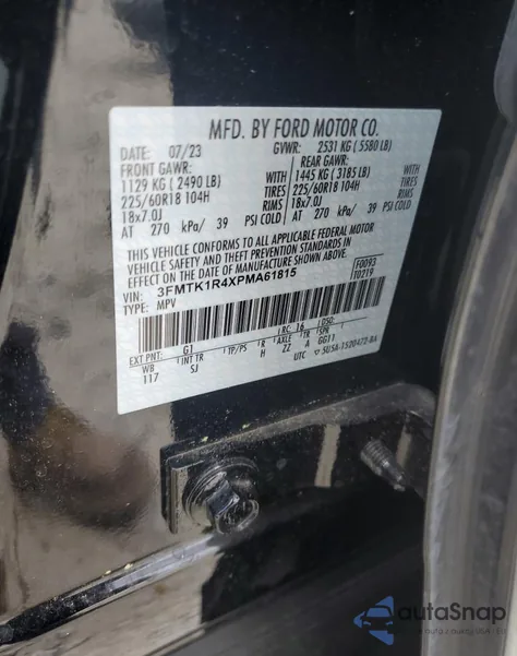 2023 Ford Mustang Mach-E Select z USA, uszkodzony, nr VIN 3FMTK1R4XPMA61815